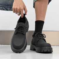 Men's Genuine Leather Platform Derby Shoes - Waterproof Casual Loafers