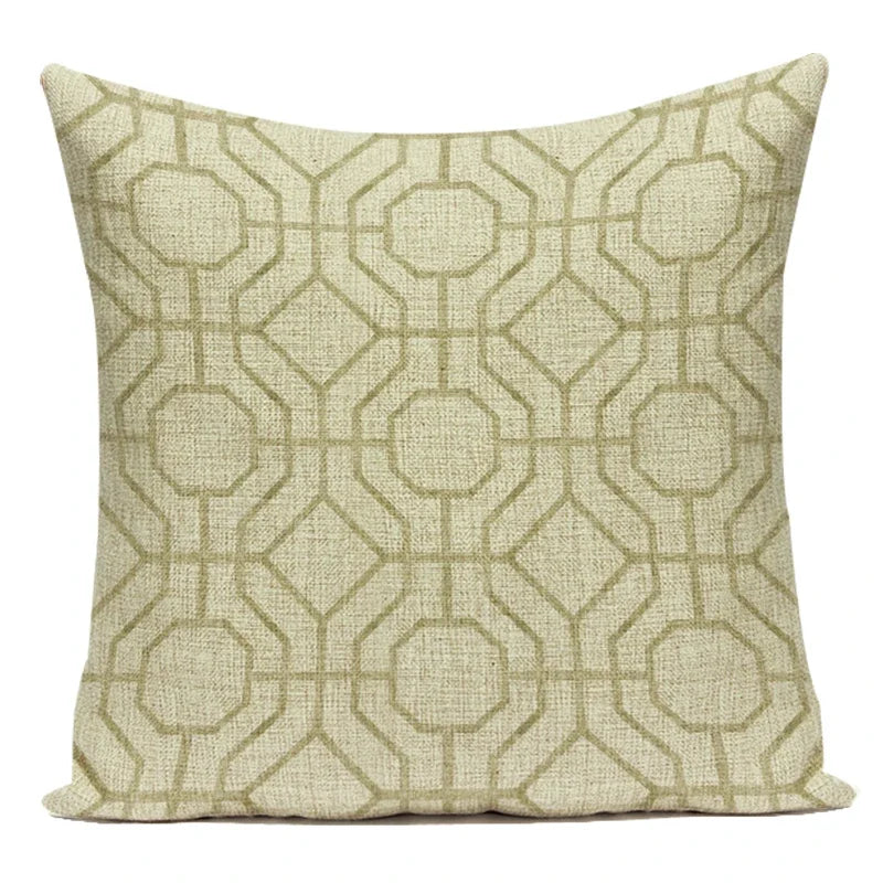 Boho Geometric Printed Throw Pillow Cover | Linen Cotton Cushion Case for Sofa