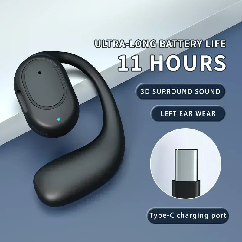 Single OWS Air Conduction Wireless Earbud – Ear Hook, ANC, 18-Hour Music & 180-Hour Standby