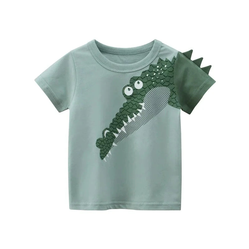 Boys Summer Cartoon Stripe T-Shirt | Short Sleeve Kids Tee Ages 2–9 Years