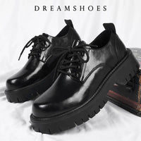 Men's Genuine Leather Platform Derby Shoes - Waterproof Casual Loafers