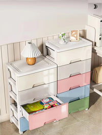 Rolling Drawer Storage Cabinet with Wheels | 3–7 Layer Dustproof Organizer Wardrobe