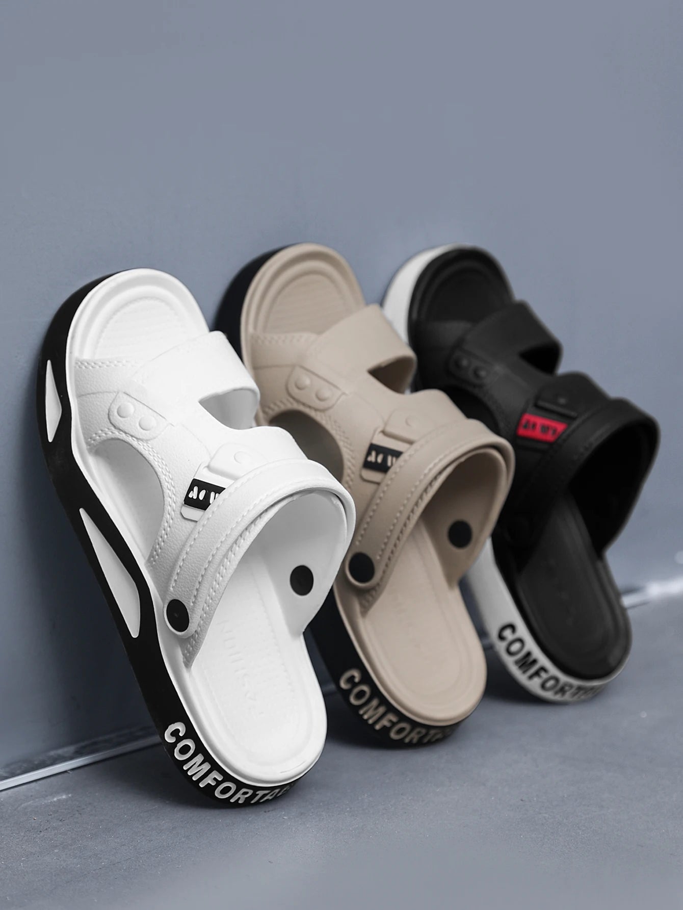Men's EVA Thick Sole Beach Sandals - Non-Slip Open Toe Summer Slides