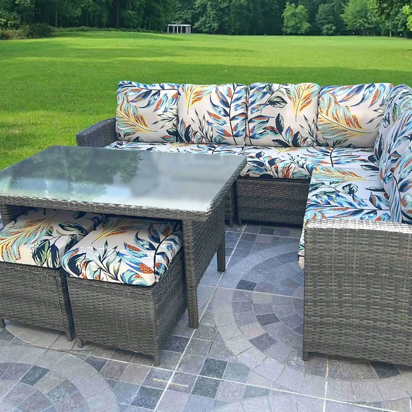 Tropical Print Outdoor Sofa Cushion Cover | Stretch Seat Protector