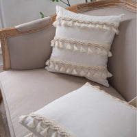 Wabi Sabi Linen & Cotton Fringe Cushion Cover | Handmade Boho Pillow Case