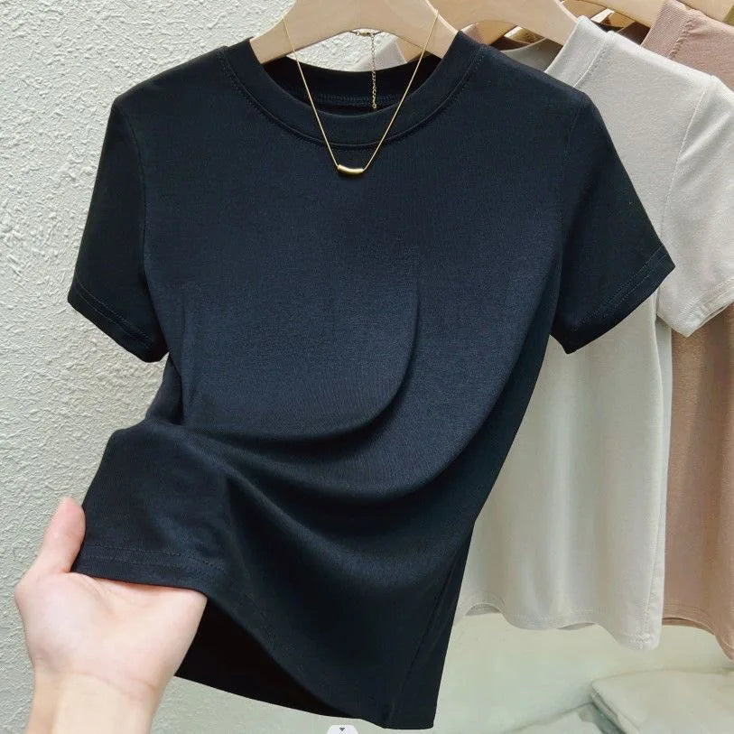 Camiseta Mujer Casual Slim Fit - Cuello Redondo Manga Corta Tallas Grandes Verano
