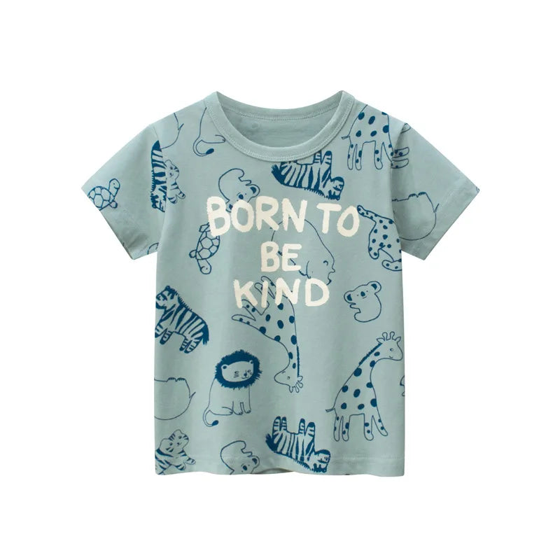 Boys Summer Cartoon Stripe T-Shirt | Short Sleeve Kids Tee Ages 2–9 Years