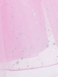 Pink Girls Long Sleeve Princess Dress with Faux Pearl Decoration and Round Neck, Suitable for Performance, Party and Gift Giving