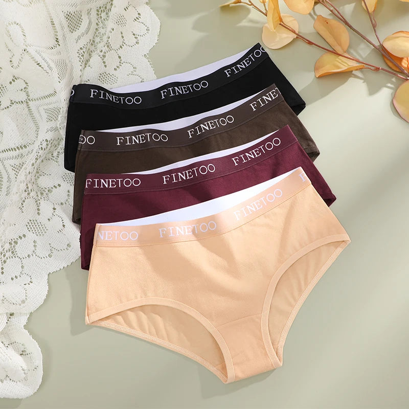 Panties Triangulares de Algodón FINETOO - Tiro Bajo con Realce de Cadera