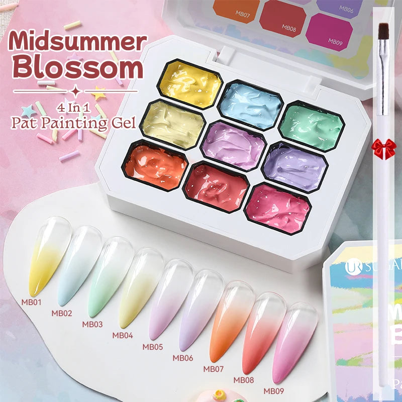 UR SUGAR 4-in-1 Ombre Gel Nail Polish – 9 Colors Pat Painting Gel | Gradient French Nail Art UV LED