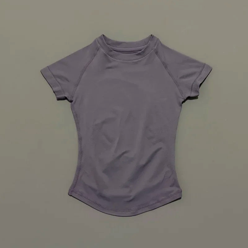 Women's Seamless Workout Top – Short Sleeve Yoga & Gym T-Shirt | Slim Fit Activewear