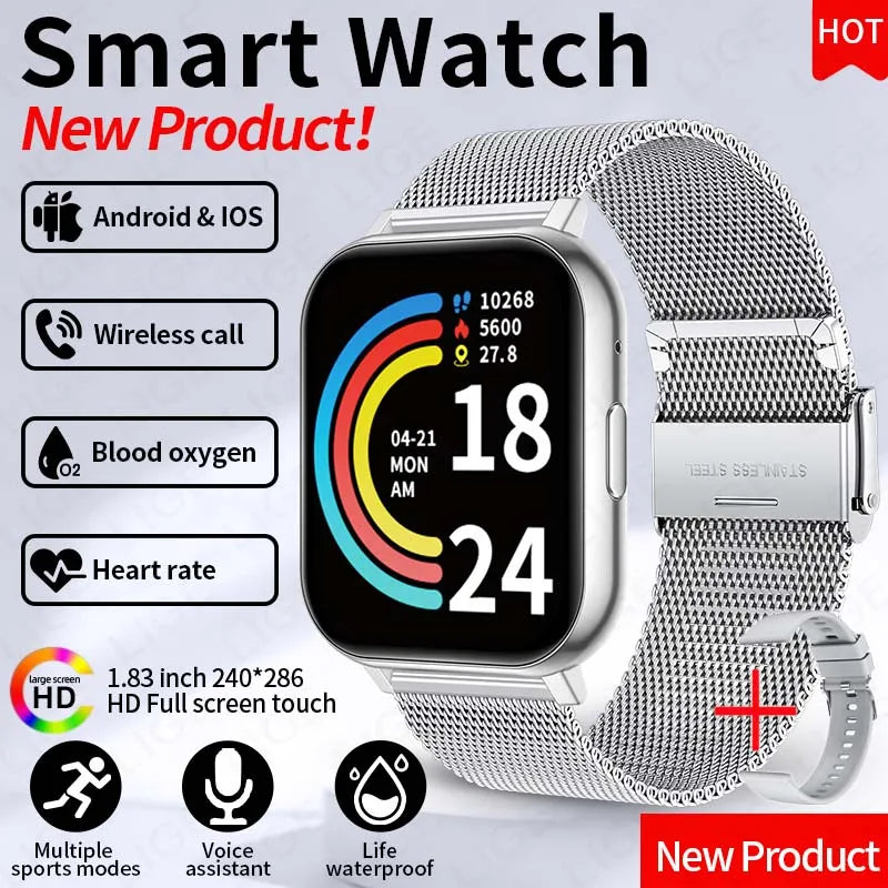 LIGE Y28 Smart Watch | 1.83" HD Bluetooth Calling Heart Rate Sleep Monitor Fashion Smartwatch for Android & iOS