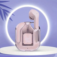 LS T6 ANC TWS Earphones | Bluetooth 5.3 Active Noise Cancelling 20H Battery Fast Charge LED Display Transparent Case