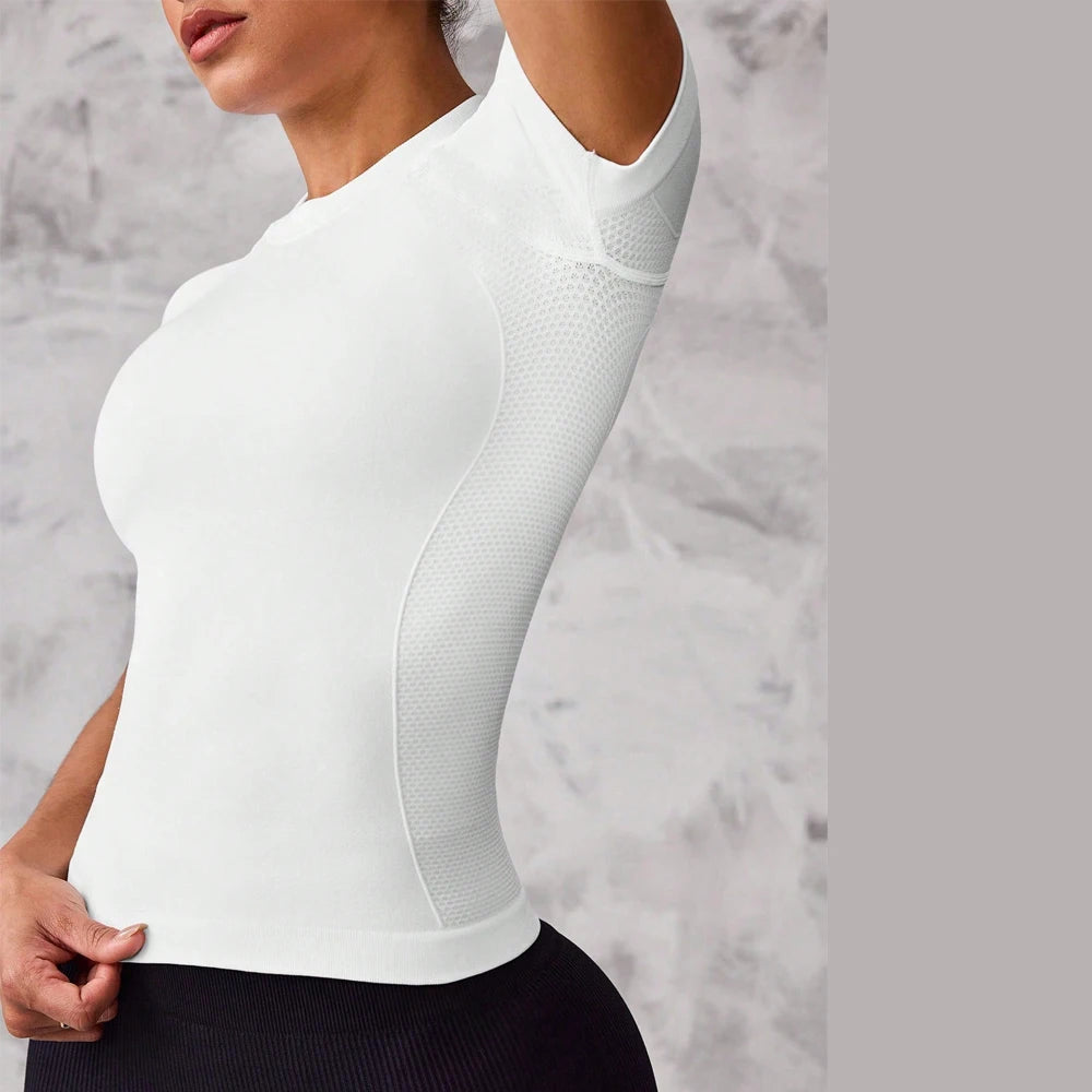 Women's Short-Sleeve Sports Top | Breathable Quick-Dry Nylon for Running & Yoga