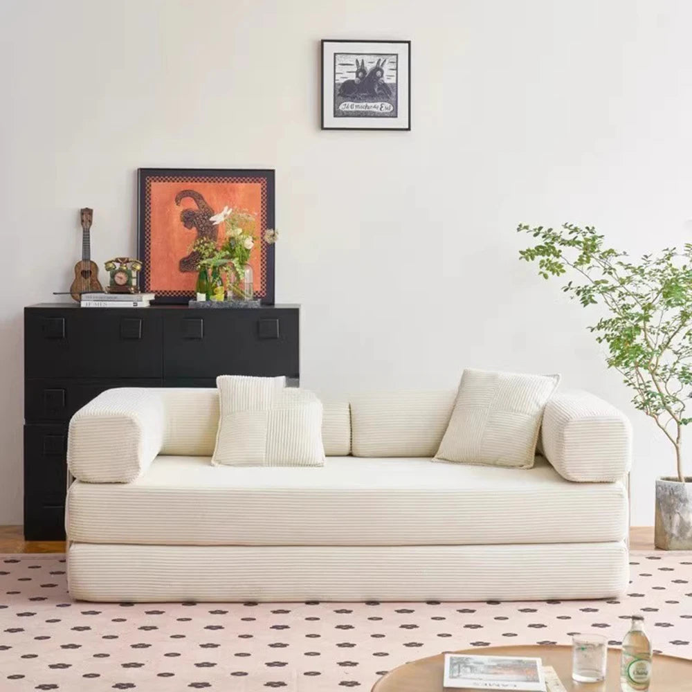 Moroccan Luxury Folding Sofa Bed - Elastic Armrest Lounge with Phone Holder