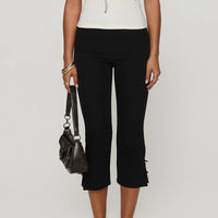 Pantalones Capri Mujer Y2K - Lazo Satén Abertura Lateral Slim Fit Verano