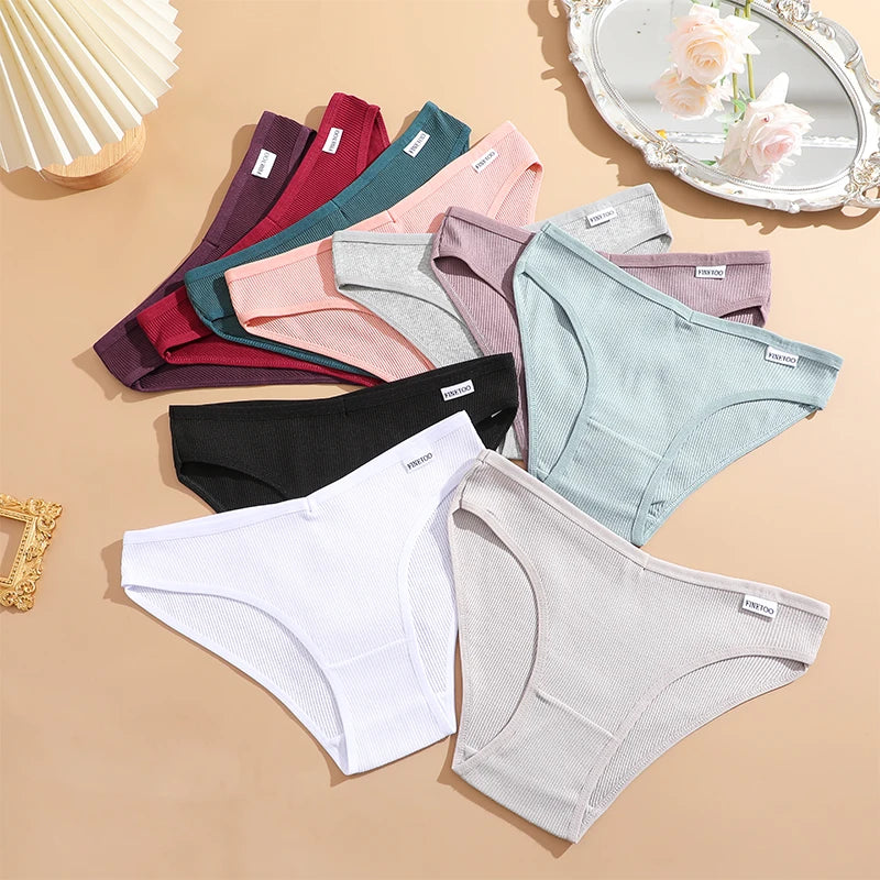 Set de 3 Panties de Algodón con Rayas - Ropa Interior Sexy de Talle Bajo