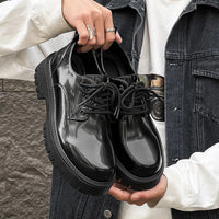 Men's Genuine Leather Platform Derby Shoes - Waterproof Casual Loafers