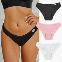 Set de 3 Panties de Algodón con Rayas - Ropa Interior Sexy de Talle Bajo