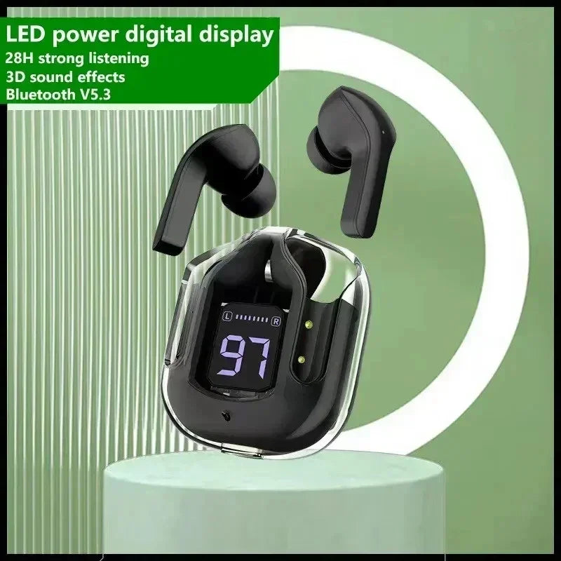 TWS ANC Wireless Earbuds – Hi-Fi Stereo, Transparent Charging Case with Digital Display