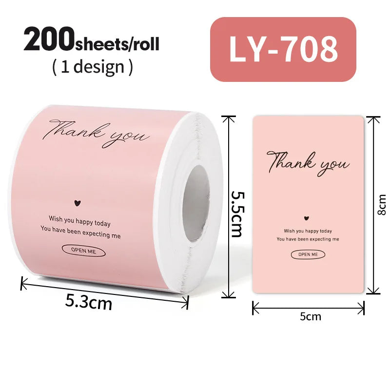 120-200Sheets/Roll Thank You Stickers DIY Decor Labels for Cake Bakery Baking Decoration Self-adhesive Label Gift Wrap Sticker