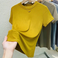 Camiseta Mujer Casual Slim Fit - Cuello Redondo Manga Corta Tallas Grandes Verano