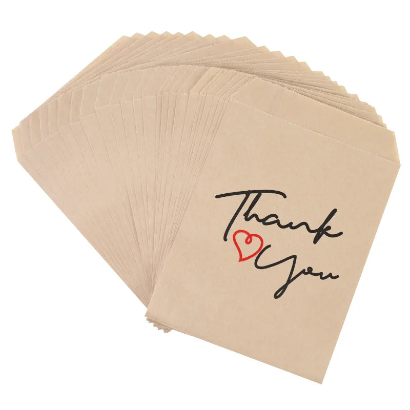 25/50Pcs 13x18cm Thank You Kraft Paper Candy Bags Wedding Favors Biscuit Packaging Bag For Guest Birthday Party Decor Gift Pouch