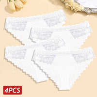 Set 4 Panties Sexy de Encaje Tiro Bajo - Lencería Transparente Elegante