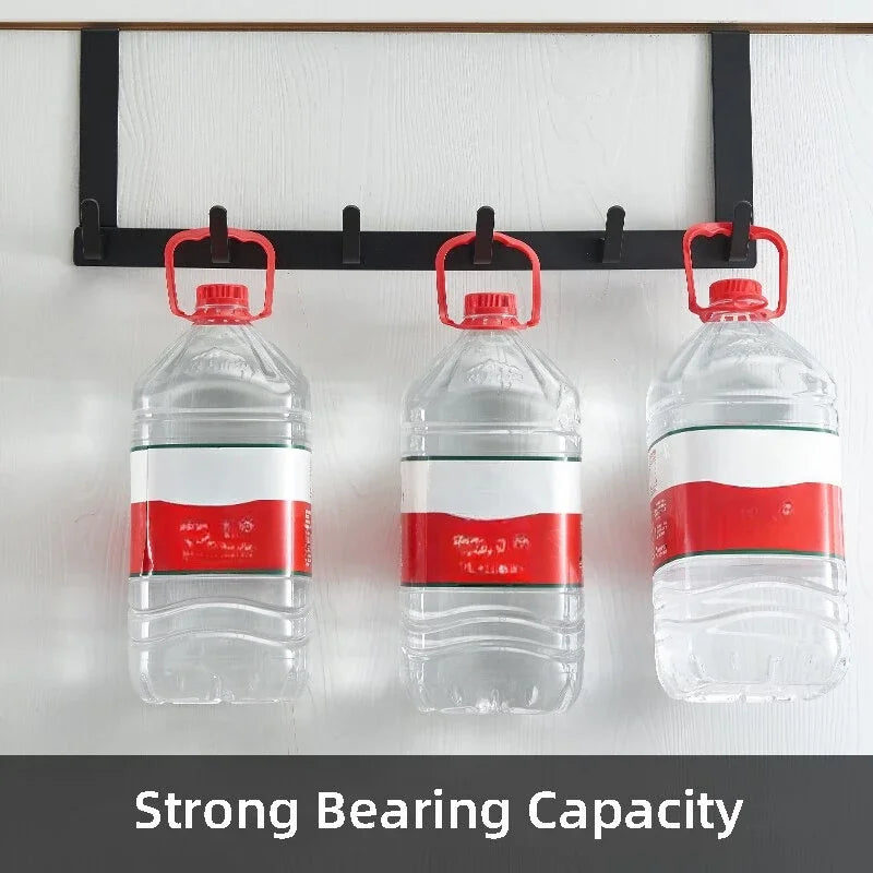 5-Hook Over-the-Door Organizer Rack – No-Drill Iron Hanger for Coats, Towels & Bags