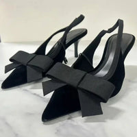 NEW Butterfly-knot Pointed Toe Brand Mules Pumps Women Fashion Elegant Slingbacks Dress Shoes Design Thin Heels Sandals Women