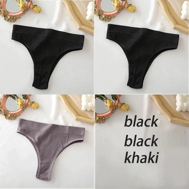 Set de 3 panties sin costuras de talle alto para mujer