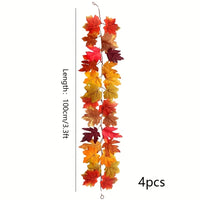 2/4pcs Autumn Maple Leaf Garland - Artificial Fall Vines with Vibrant Red, Orange & Yellow Leaves, home accessories
