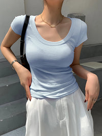 Camiseta Mujer 100% Algodón - Cuello Redondo Slim Fit Básica Coreana Verano 2025
