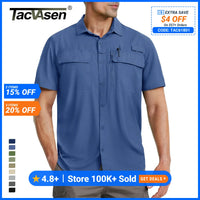 TACVASEN Quick Dry Short Sleeve Shirts Men's UPF 50+ Sun Protection Work Cargo Shirts Mesh Breathable Hiking Fishing Shirts Man