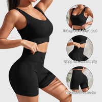 Seamless Ribbed Yoga Set for Women – Crop Tank & High Waist Shorts | Hector & Maison