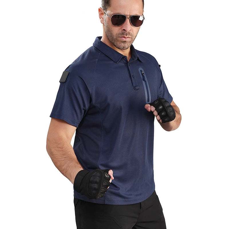 Men's Tactical Polo Shirt — Lightweight, Quick-Dry with Zip Pocket | Outdoor & Golf