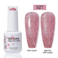 No-Wipe Top Coat & Sticky Base Coat UV Gel Polish — Long-Lasting, MSDS Certified, 15ml