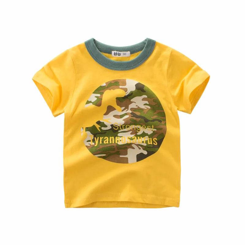 Boys Summer Cartoon Stripe T-Shirt | Short Sleeve Kids Tee Ages 2–9 Years