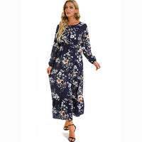 Vestido Maxi Mujer Bohemio - Manga Larga Cintura Alta Estampado Floral Chiffon Playa