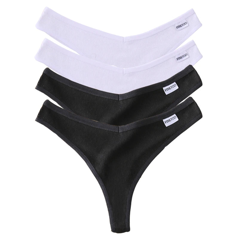 Set de 4 Panties de Algodón Talle V - Tanga G-String FINETOO