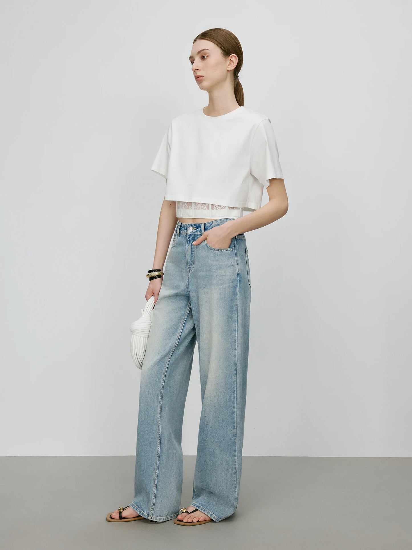 Blusa Crop Top Mujer con Encaje - Camiseta Corta Elegante Verano 2025