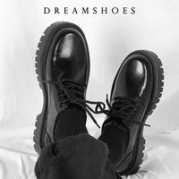Men's Genuine Leather Platform Derby Shoes - Waterproof Casual Loafers