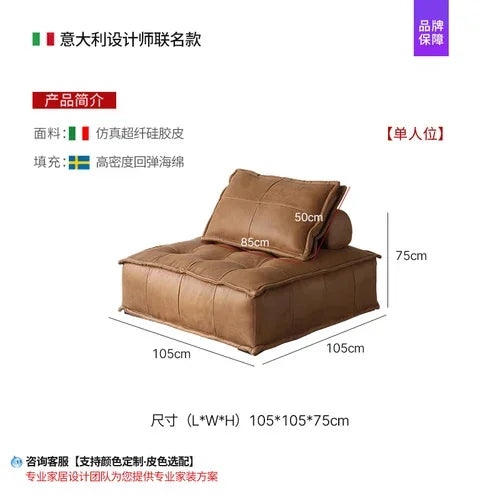 Nordic Luxury Modular Sectional Sofa - Designer Square Lazy Puffs