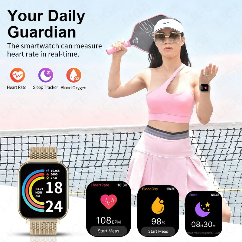 LIGE Y28 Smart Watch | 1.83" HD Bluetooth Calling Heart Rate Sleep Monitor Fashion Smartwatch for Android & iOS
