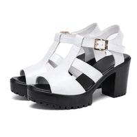 BEYARNE Patent Leather Block Heel Platform Sandals – Buckle Strap, High Heel | Women’s Sizes 3.5–15