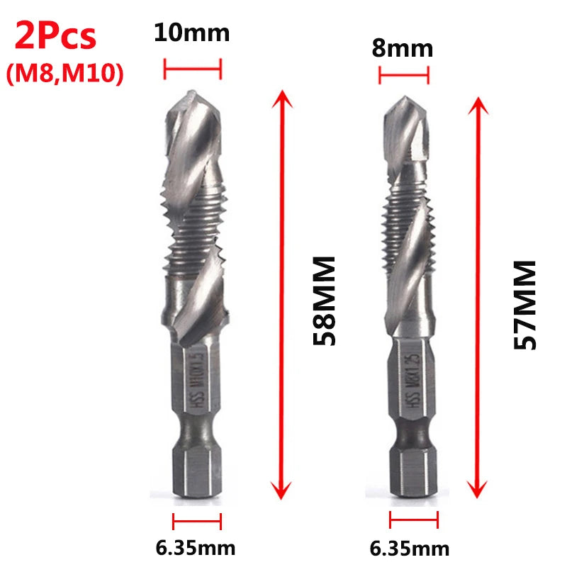 HSS Titanium Metric Tap Drill Bits Set | M3–M10 Thread Taps