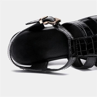 BEYARNE Patent Leather Block Heel Platform Sandals – Buckle Strap, High Heel | Women’s Sizes 3.5–15