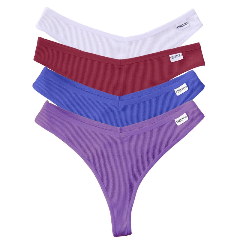 Set de 4 Panties de Algodón Talle V - Tanga G-String FINETOO