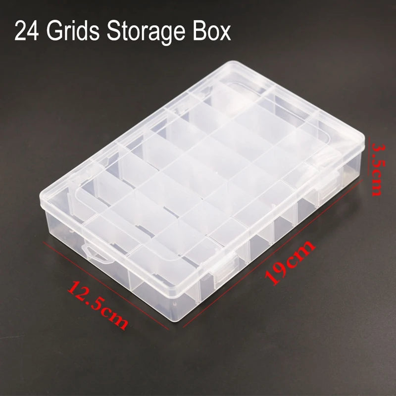 Plastic Organizer Box with Adjustable Dividers – 24 or 36 Grids | Jewelry, Beads, Craft & Fishing Tackle Storage