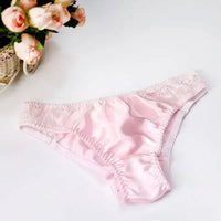 100% Mulberry Silk Panties – Lace G-String Underwear for Women | Breathable & Antibacterial (M–XXL)